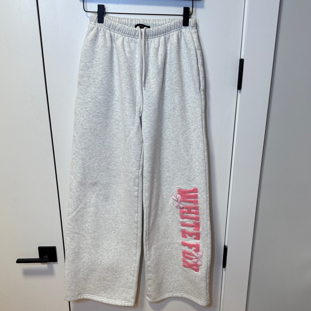 White Fox Boutique Daydreamers Madeline Wide Leg Sweatpants Grey Marle XS